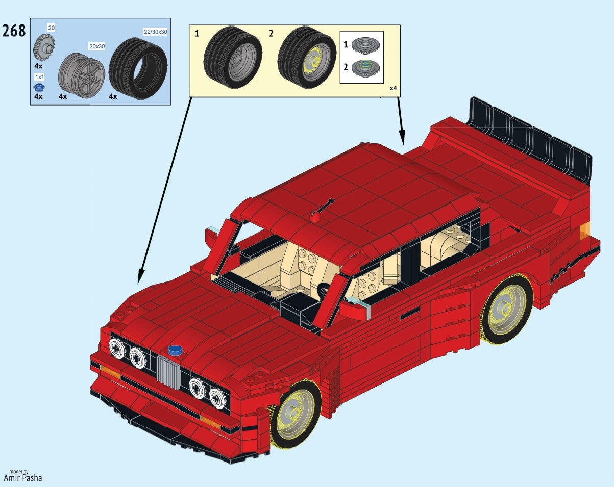 BMW E30 M3 ~800 pcs - Authentic LEGO Parts Build Kit
